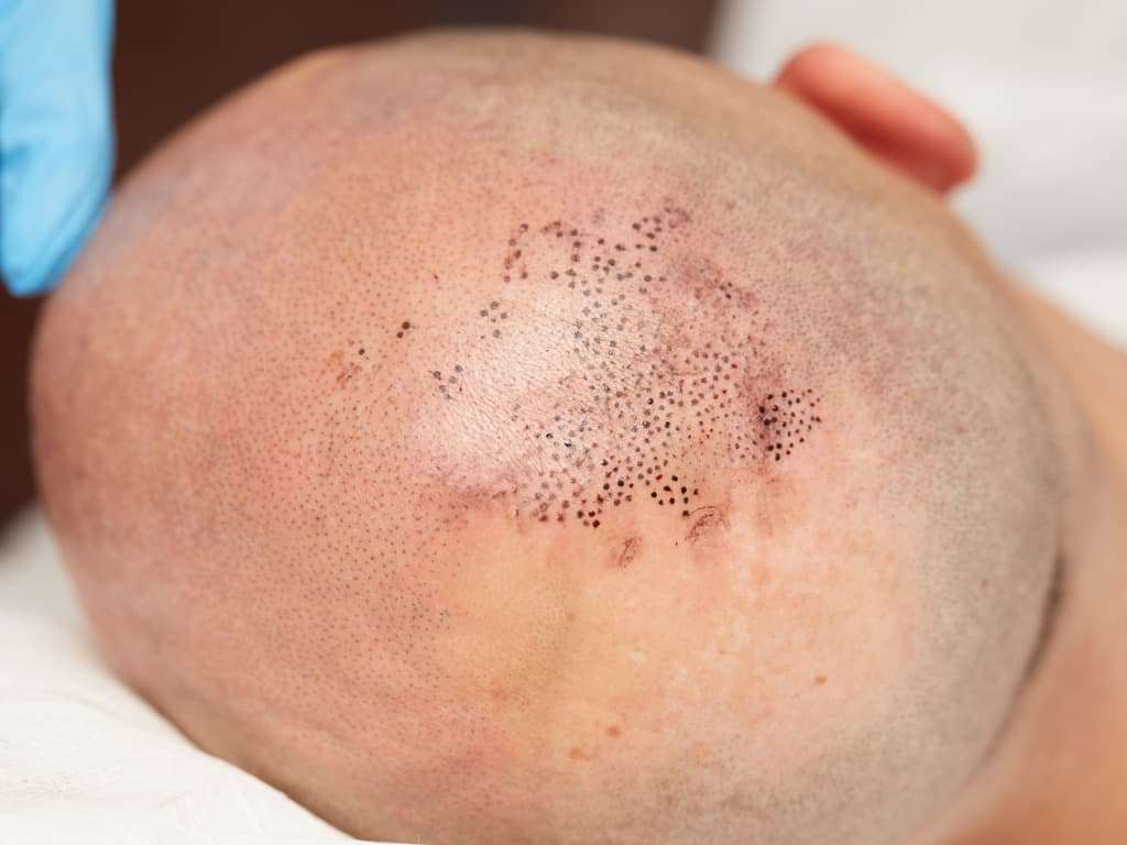 Client's Scalp with Freshly applied Pigmentation Dots to Mimic Hair Follicles | selftattoo.com