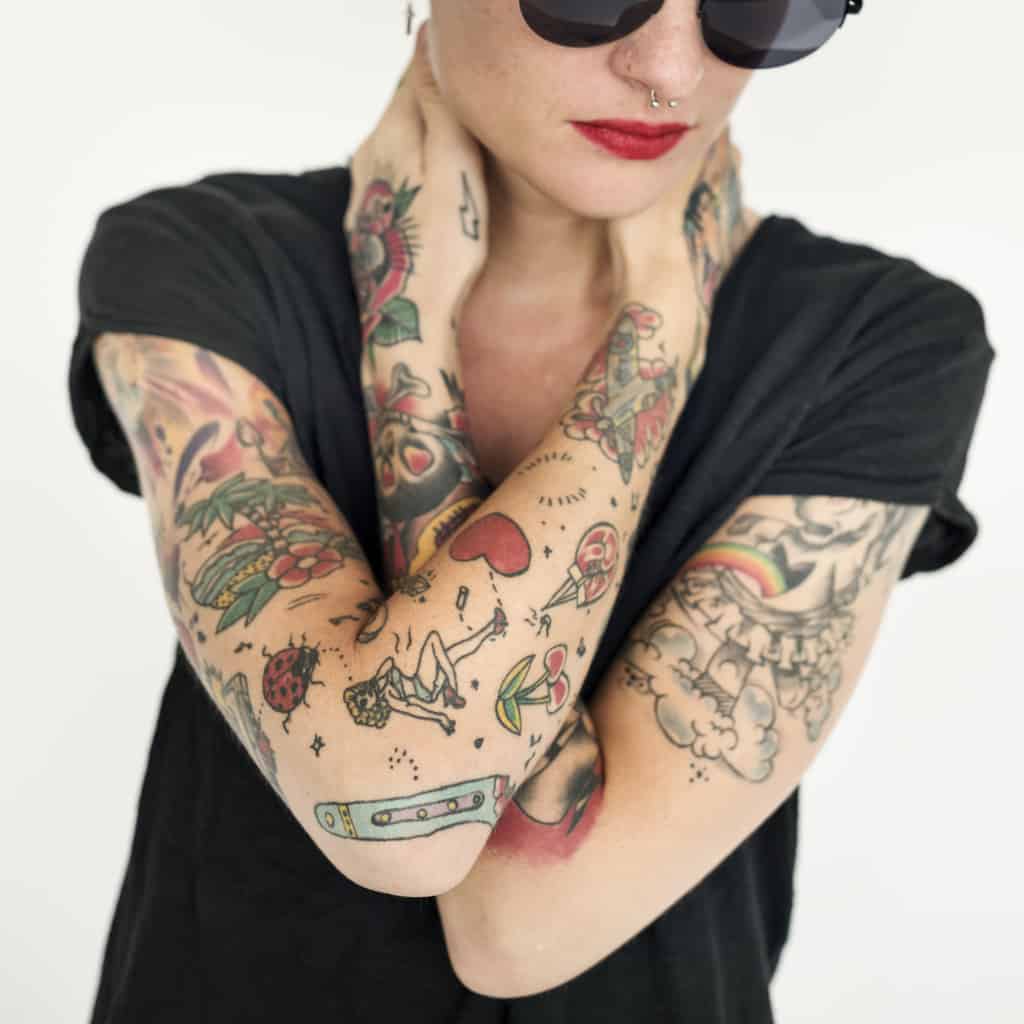 Mix of Traditional and Whimsical Styles with Bright Colors Sleeve Tattoos | selftattoo.com