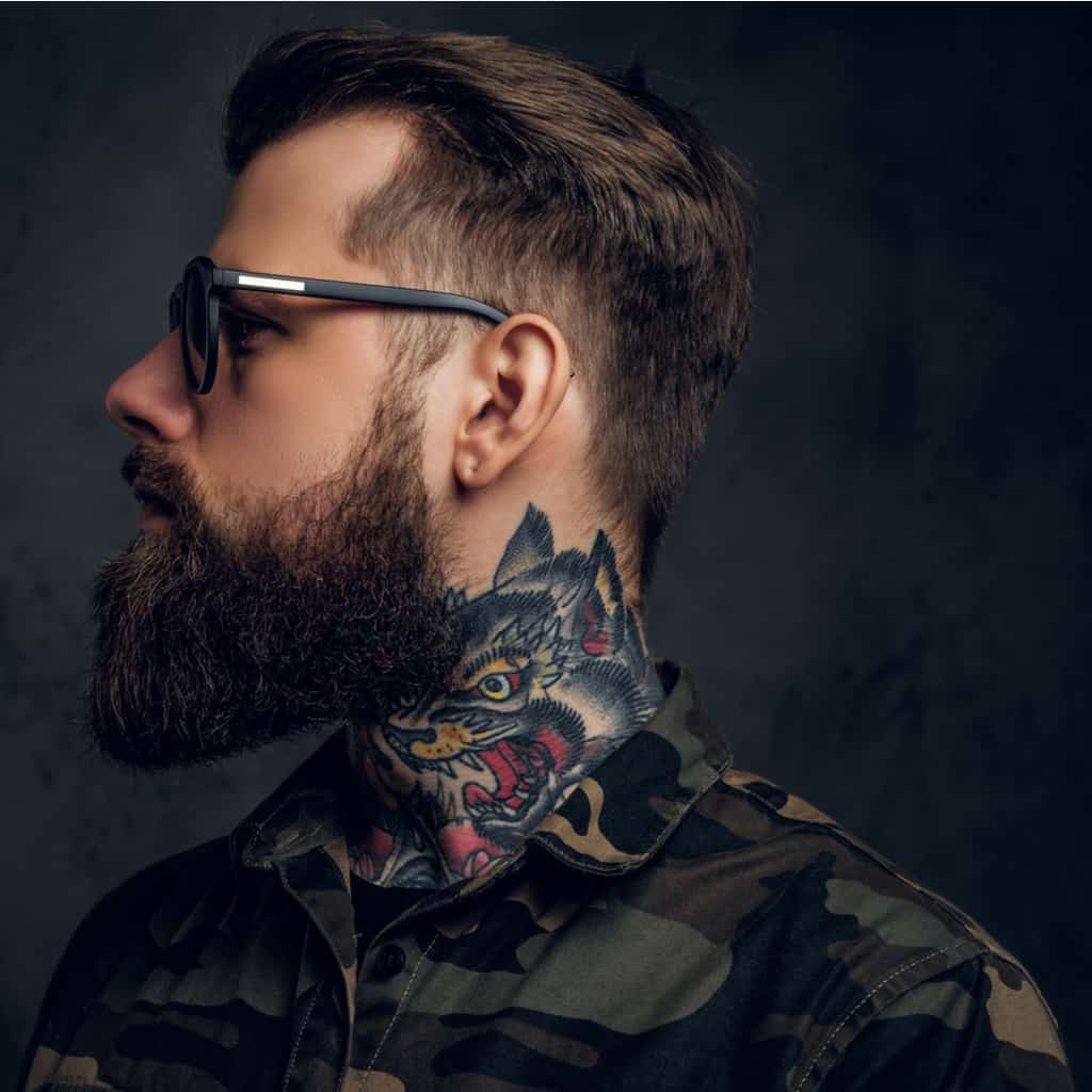 Side of Neck American Traditional Style Black Panther's Head Tattoo | selftattoo.com