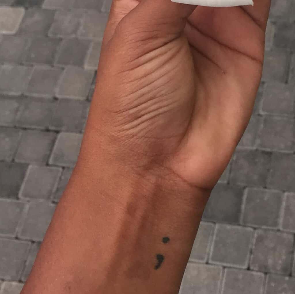 Semicolon Wrist Tattoo | selftattoo.com