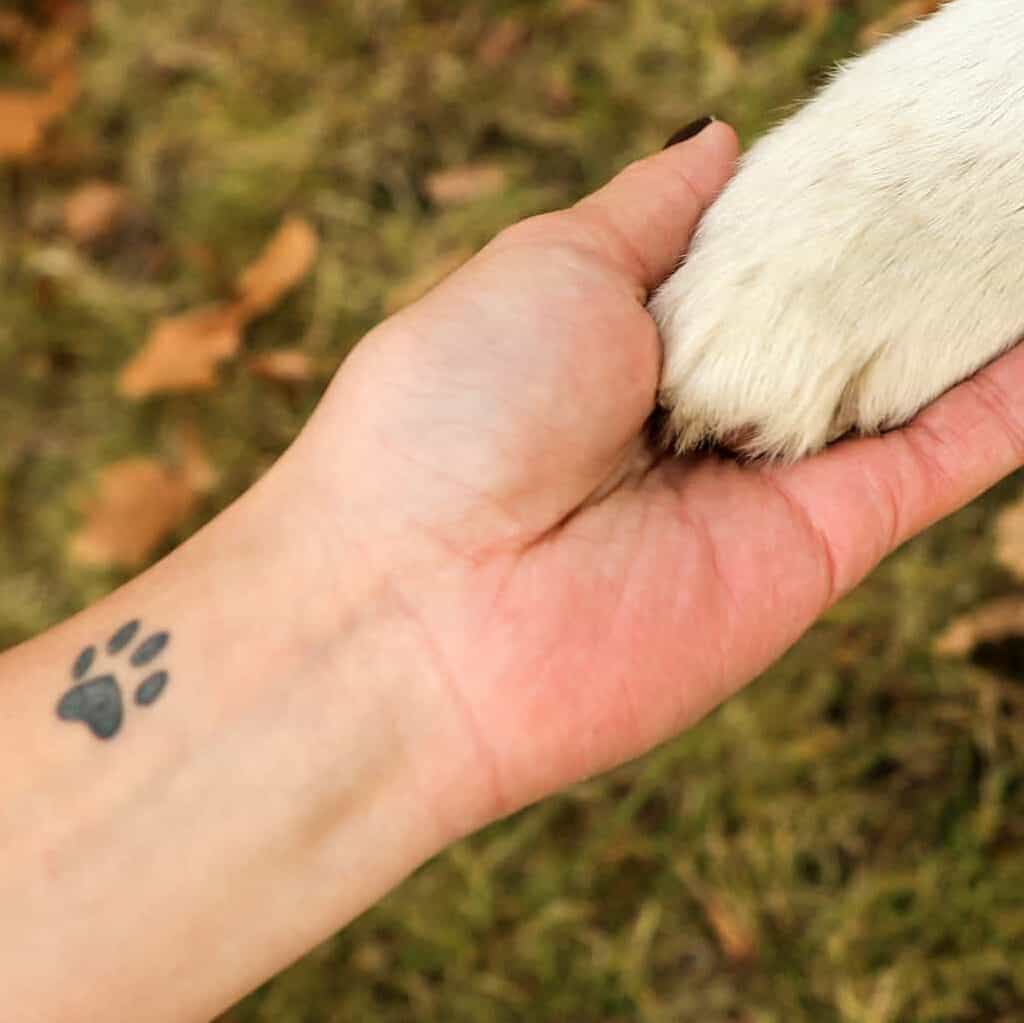 Small Black Paw Print Wrist Tattoo | selftattoo.com