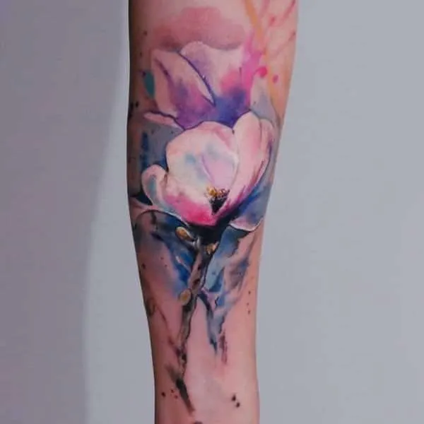 Watercolor Flower Tattoo | selftattoo.com