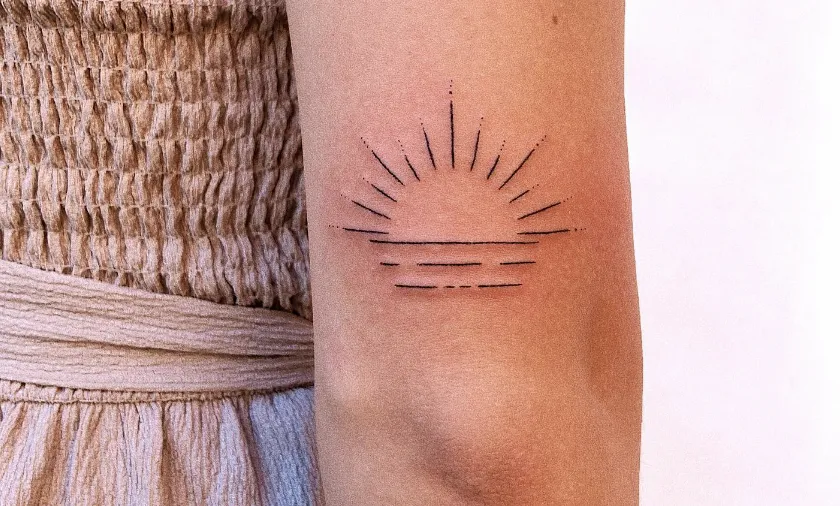 Minimalist Sunset Tattoo | selftattoo.com