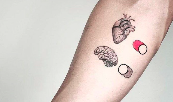 Heart Over Brain Anxiety Tattoo | selftattoo.com